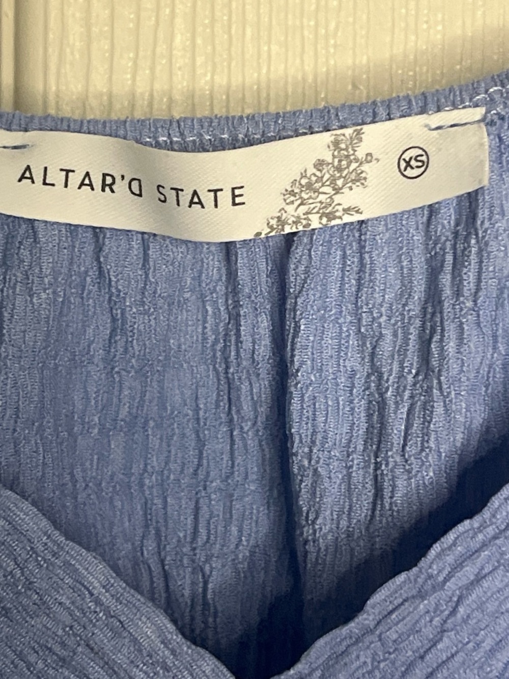 Altar'd State Crinkled Sky Blue Blouse